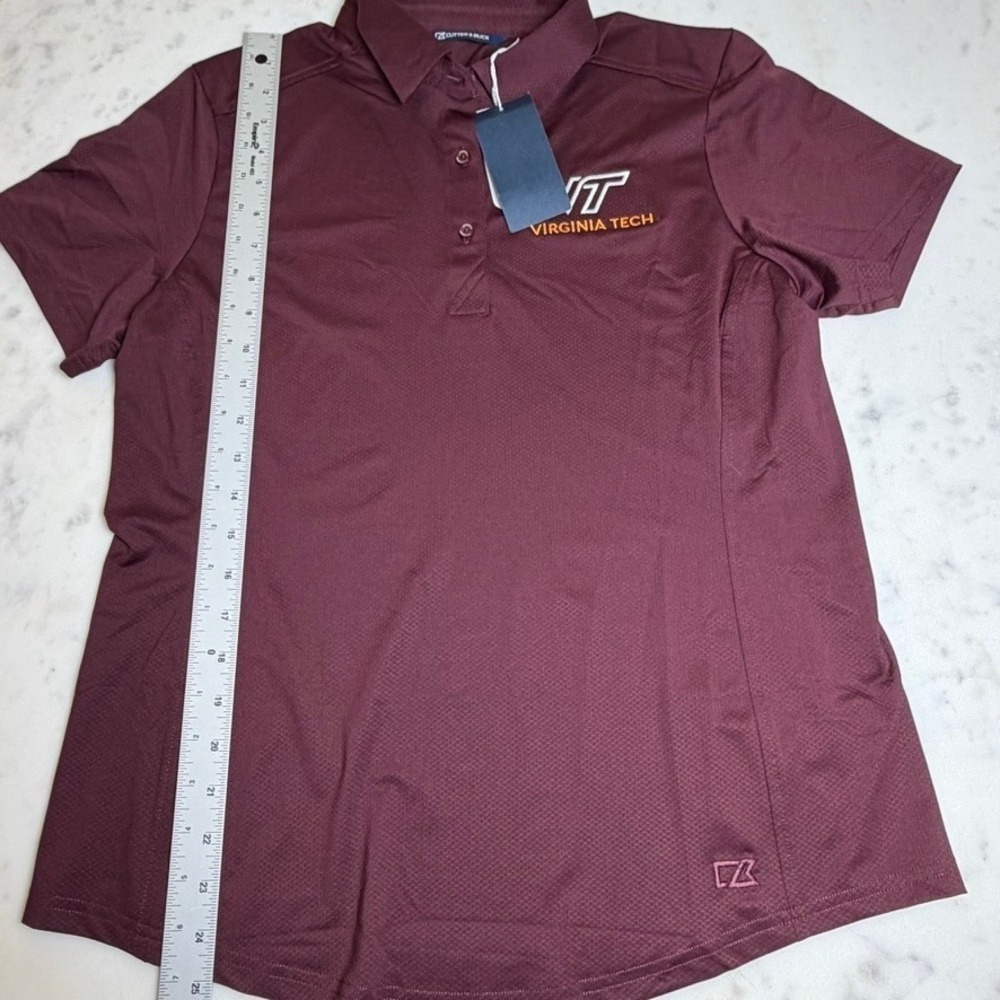 Cutter‎ & Buck Virginia Tech Polo Shirt Womens Large Maroon NEW VT Hokies NWT - Picture 7 of 8